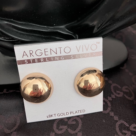 Argento Vivo Sterling Silver Gold Plated Earrings - Picture 1 of 2